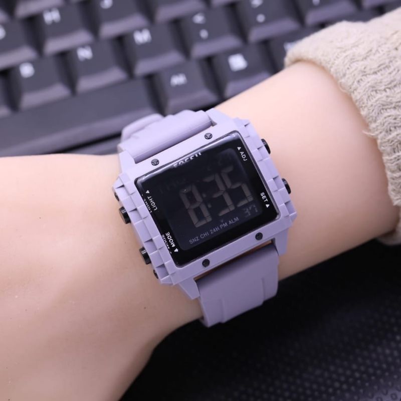 (Cod)Jam Tangan Unisex FS/DvDigital Anti Air Sergi Strap Rubber/Karet(Dikirim Jakarta)