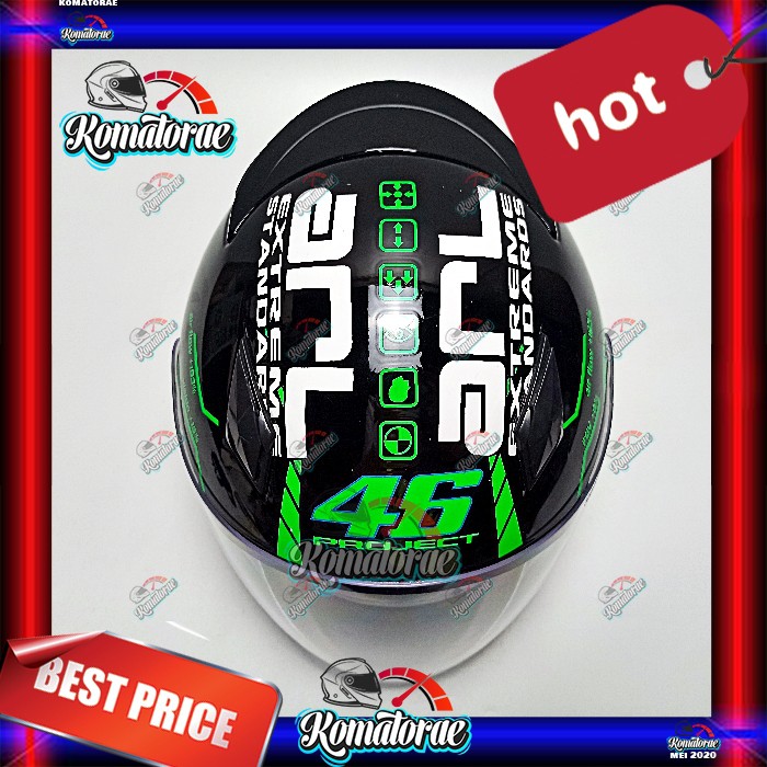 Jual Helm Arl Model Centro Project Black Green Double Visor Half