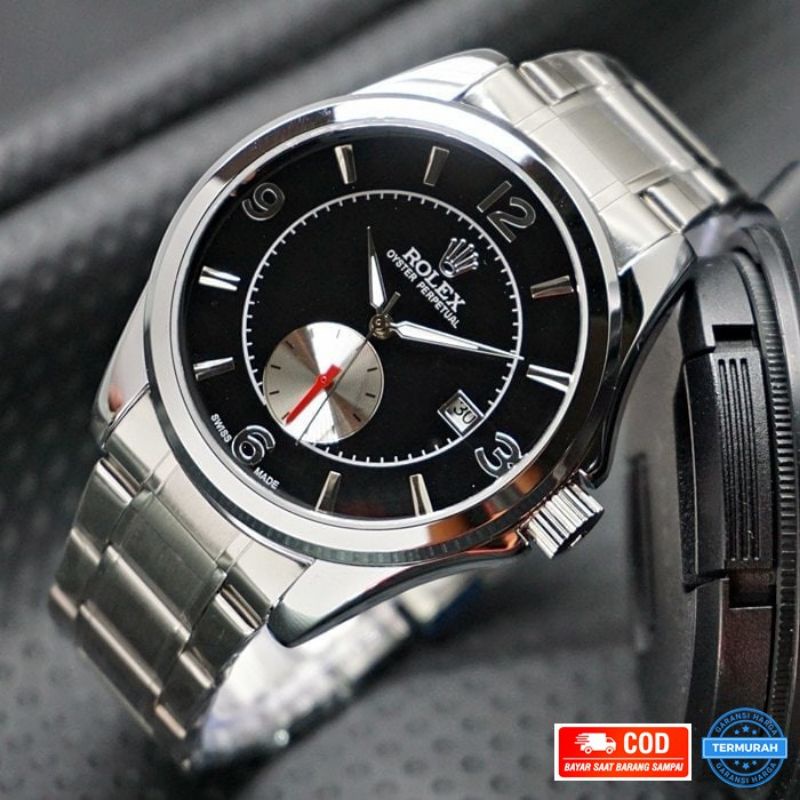 COD OK Jam tangan pria rolex otomatis tanggal detik bwah aktif