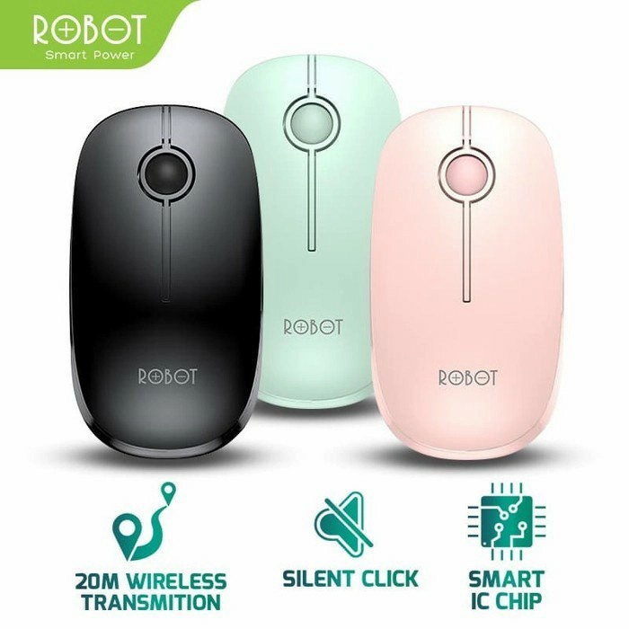 ROBOT M330 MOUSE WIRELESS 2.4GHZ SILENT MUTE CLICK STYLISH NEW MODEL