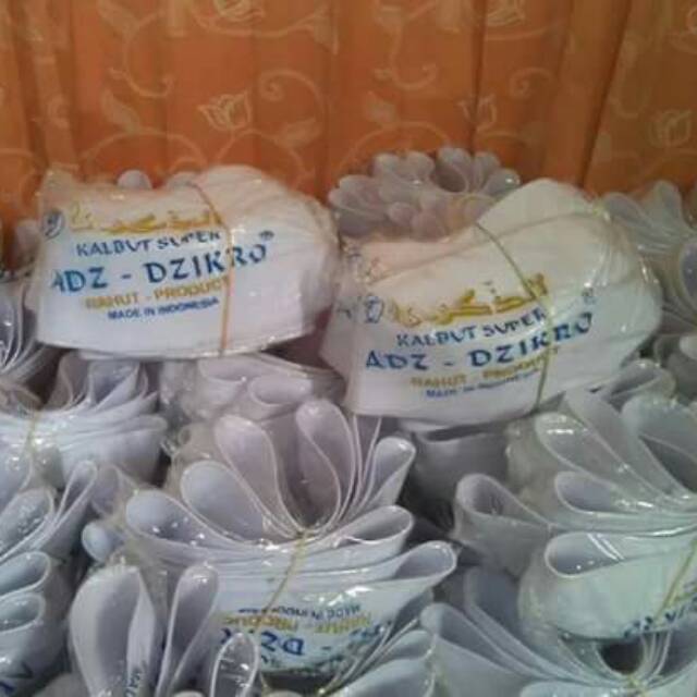 Songkok / peci putih adz-dzikro tinggi kisaran 8,5 cm,6cm, 6,5 cm