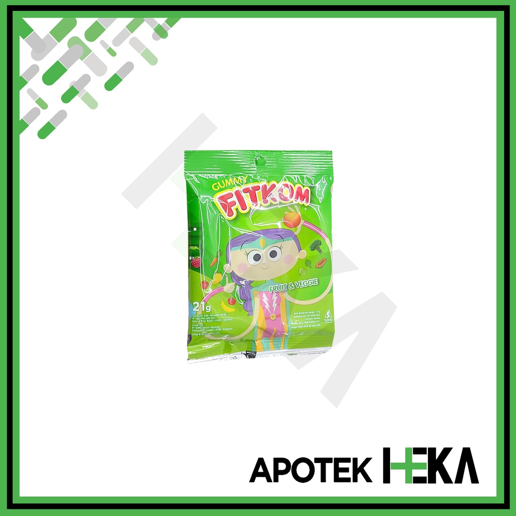 Fitkom Gummy Fruit &amp; Veggie Sachet 24 gr Hijau (SEMARANG)