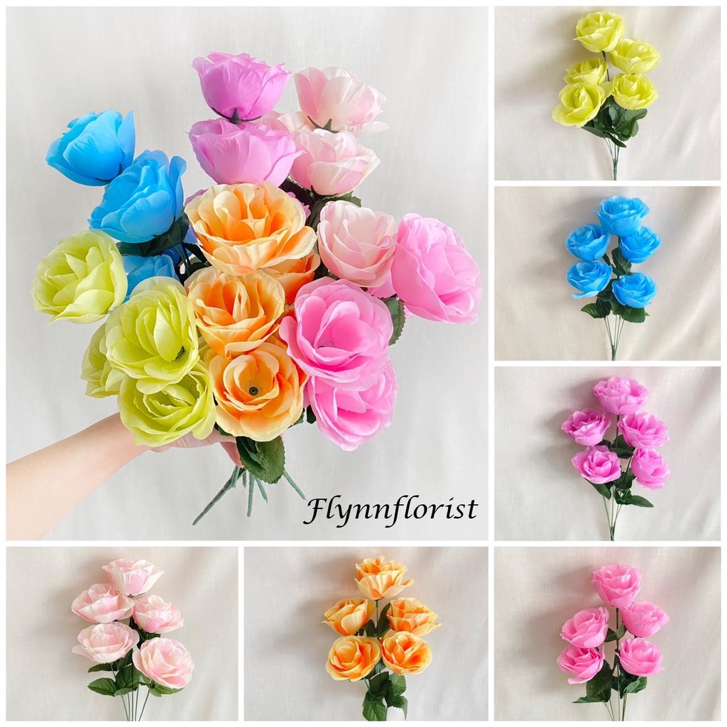 Bunga Mawar Rose Mangkok X5 (satuan) Bunga Artificial / Bunga Plastik / Bunga Dekorasi / Pernikahan