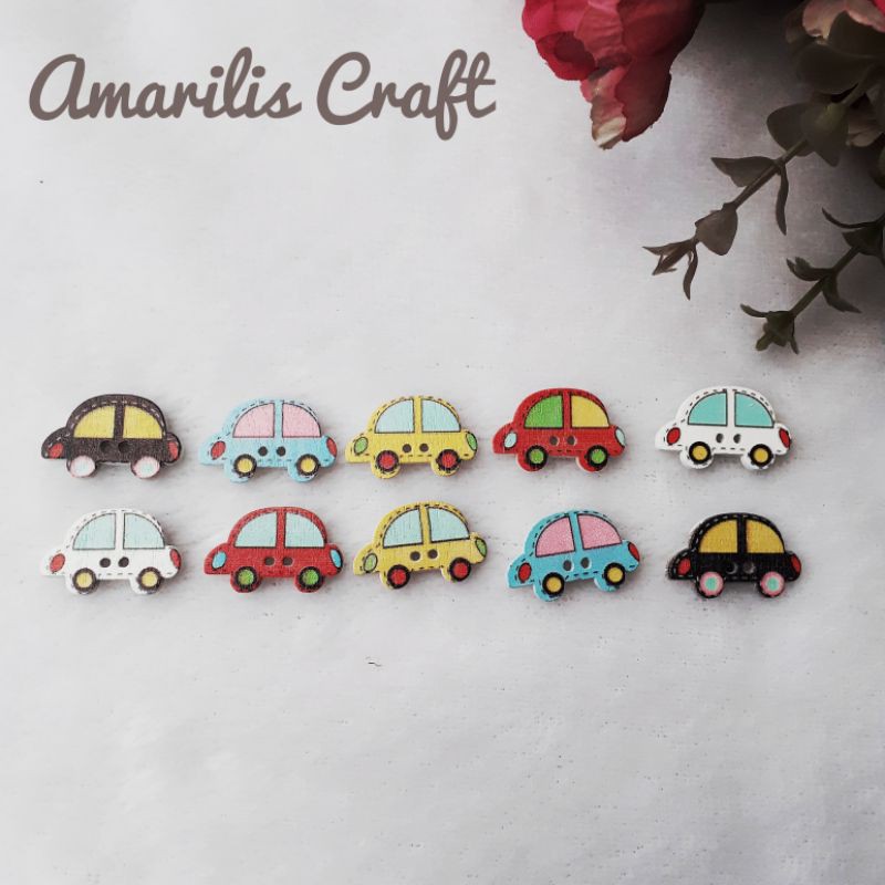 [10pcs] Kancing Kayu Mobil