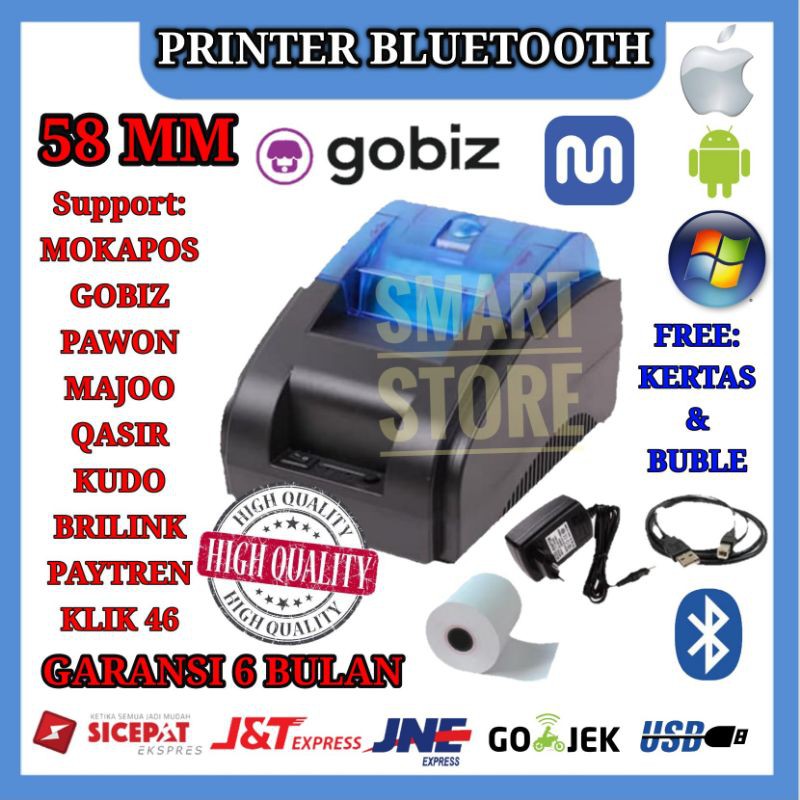 PRINTER BLUETOOTH EZ-CODE 58MM THERMAL USB KASIR GOBIZ POS MOKAPOS RESI