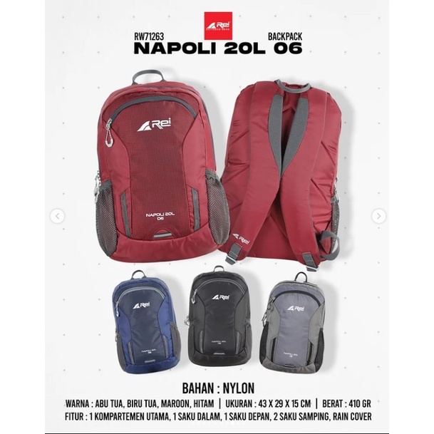 Tas Ransel Napoli 06 20L Arei Outdoorgear Backpack Rei