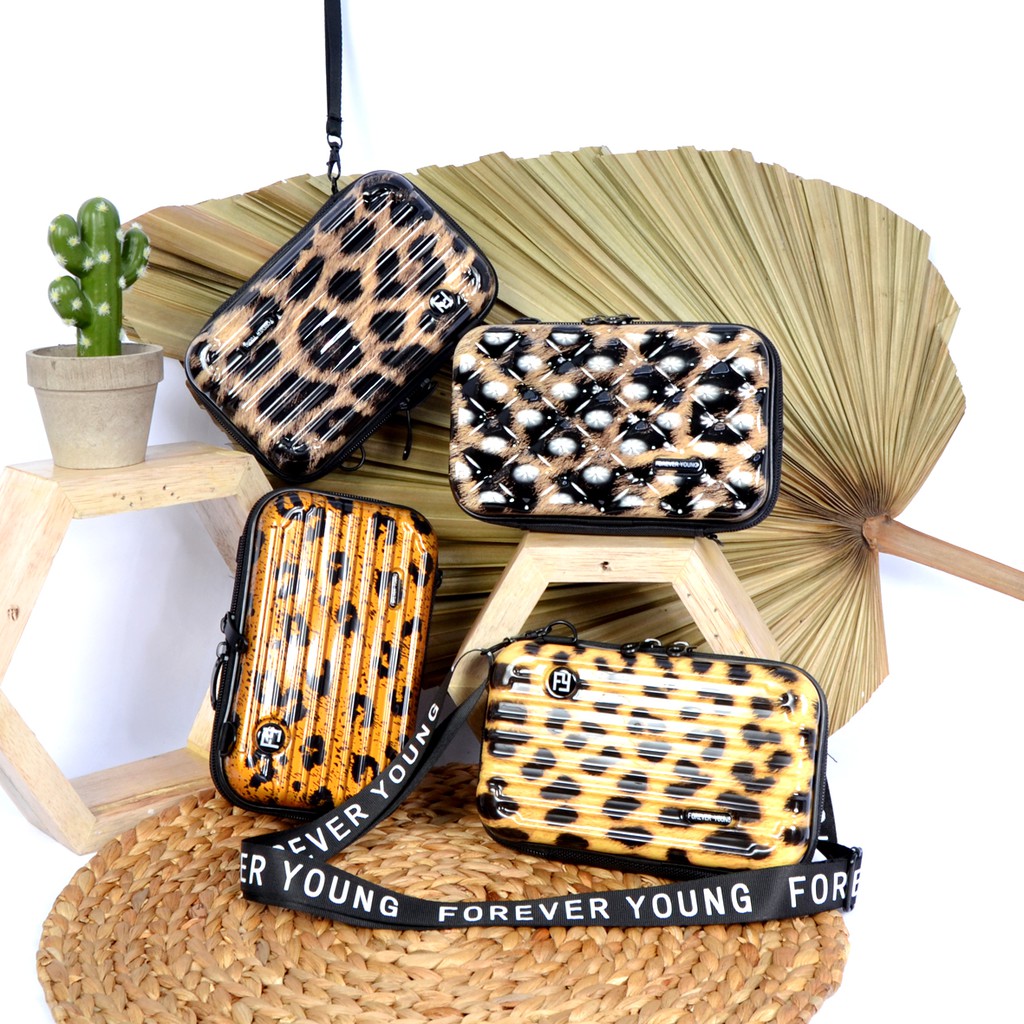 SIAP KIRIM!!! Tas Selempang Wanita / Tas Mini Koper Sedang / Bag Fashion Leopard Import 50102/5010-1