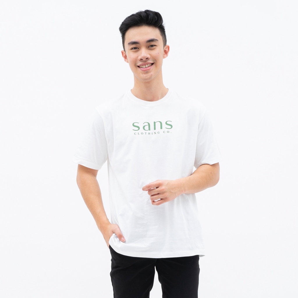 SANVANINA Kaos Putih Logo Sans Hijau Army | D-07 Sans Tee White Army