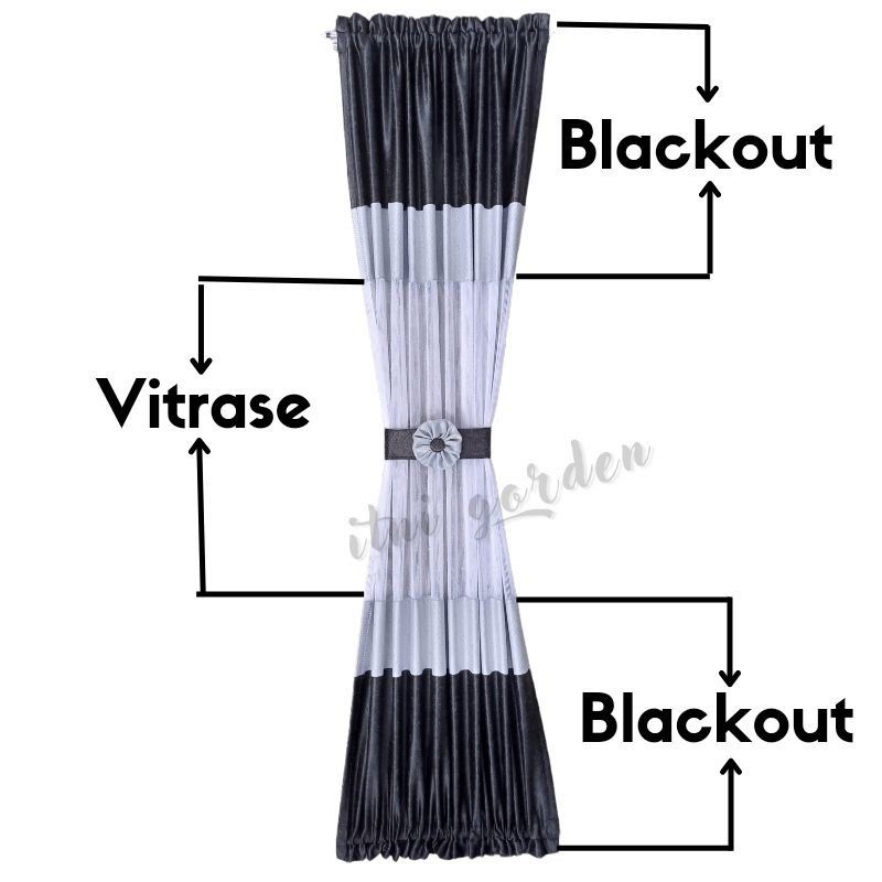 Gorden Kupu Kupu Minimalis Kombinasi Bahan Blackout Dan Vitrase Tinggi 200cm