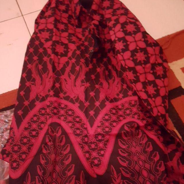 Baju Kemeja Batik Lengan Panjang Natal Nagawangsa Marun Hem Cowok Ukuran Jumbo Xxl