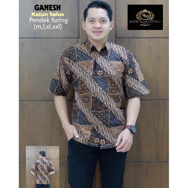 Kemeja Batik GANESH Katun Halus Size S-XXL High Quality Full Furing