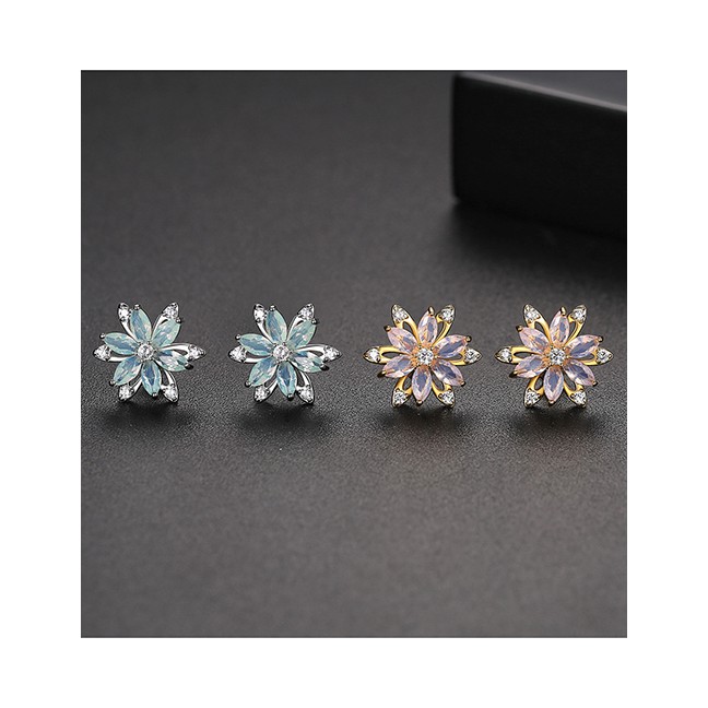 LRC Anting Tusuk Fashion 18k Copper Inlaid Zirconium Petals Earrings D42422