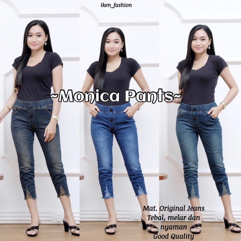 NEW! MONICA PANTS | CELANA JEANS 7/9 TERBARU apl Kancing | JEGGING JEANS 7/9 MURAH