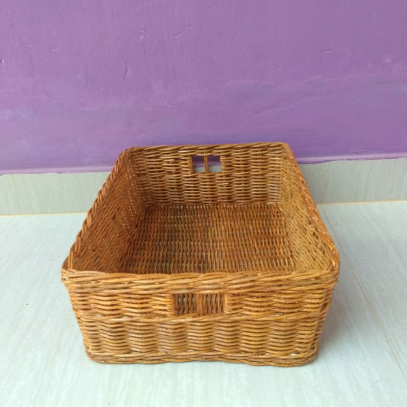 Keranjang rotan nampan besar parcel seserahan sovenir penyimpan aqua barang  36x27x12 cm