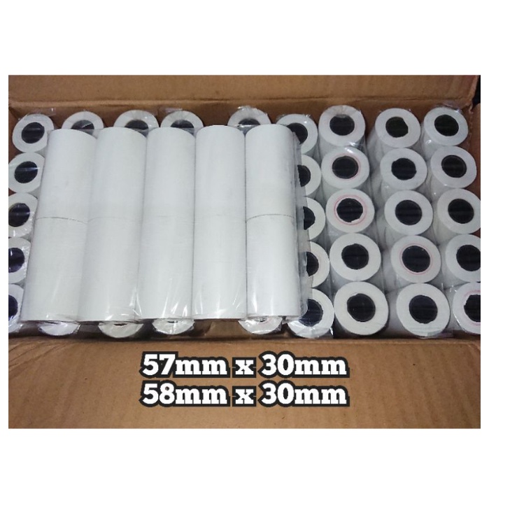 KERTAS STRUK THERMAL 57X30 58X30 PAPER ROLL MINI PRINTER BLUETOOTH 58MM