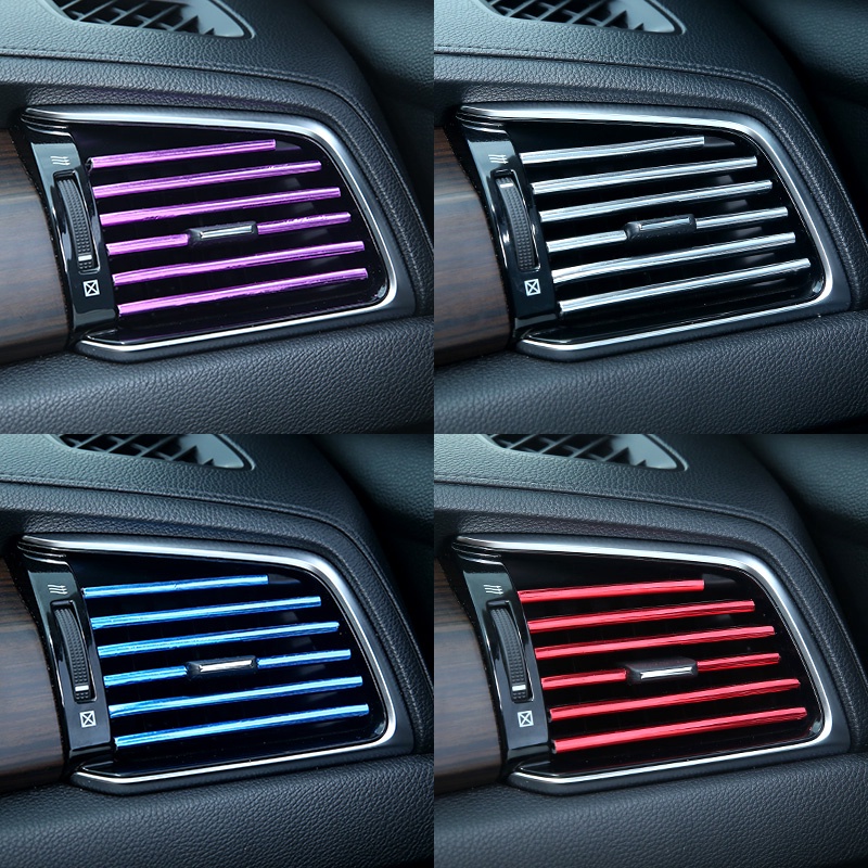 10 Pcs Strip Decal Warna Chrome Untuk Dekorasi Kisikisi Ac Dan Dashboard Mobil