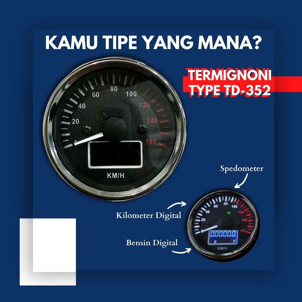 SPEEDOMETER SPIDOMETER RPM KILOMETER BENSIN LED MOTOR UNIVERSAL CB GL