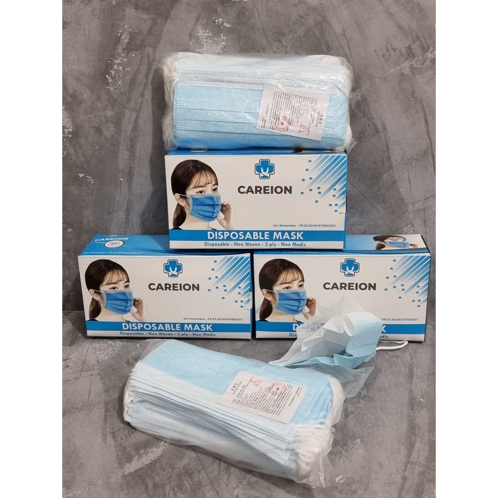 MASKER 3PLY DISPOSABLE FACE MASK - MASKER 3 PLY BIRU 1BOX ISI 50PCSL