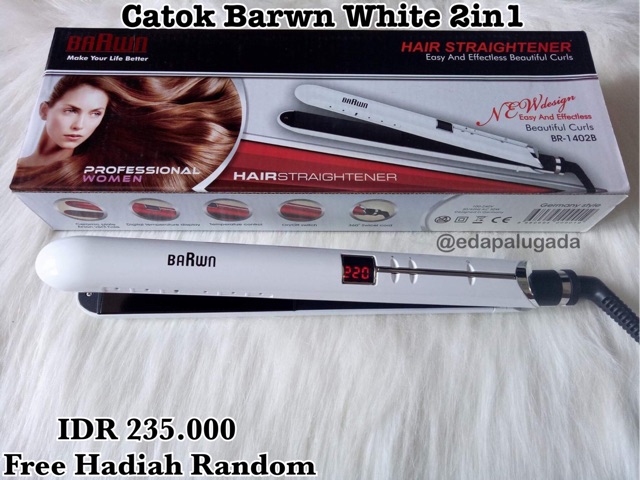 BERGARANSI CATOKAN BARWN BR-1402 white &amp; REd 2in1 original , catokan curly dan LURUS , CATOK RAMBUT