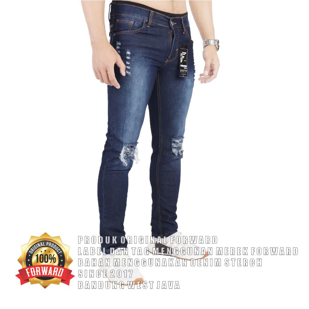 Celana Jeans Denim Pria Sobek Ripped Destroy Forward System