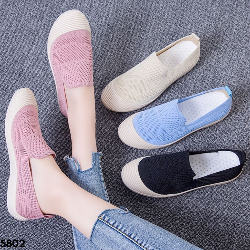 SEPATU SNEAKERS WANITA KARET CASUAL KANVAS NYAMAN BERKUALITAS PASTEL IMPORT ANTI SLIP COMFY 5802