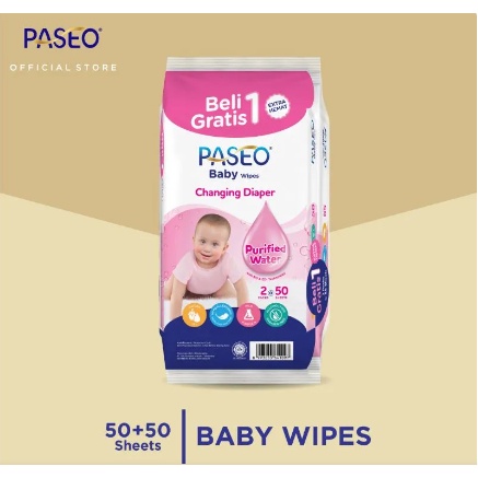 Paseo Baby Wipes With Jojoba Oil 50s Tissue Basah