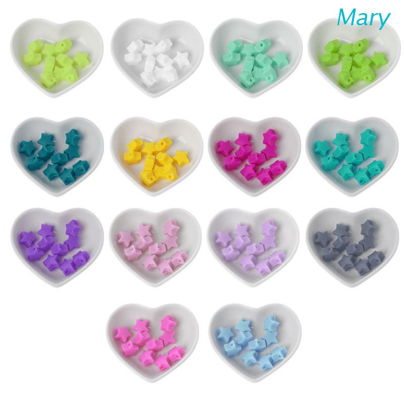 Mary 10pcs / Set Manik-Manik Silikon Bentuk Bintang Untuk Aksesoris Teether Bayi DIY