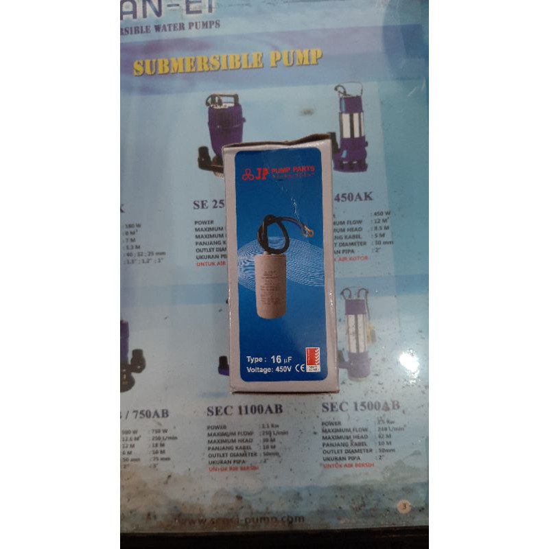 kapasitor  16uf  pompa air