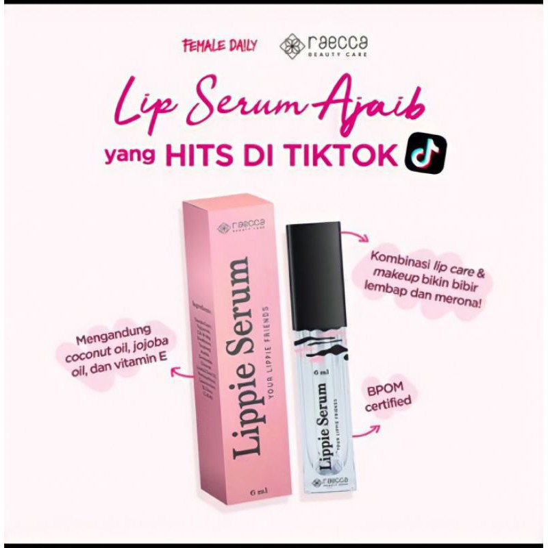 LIPPIE SERUM by RAECCA✨ Netto 6ml ,BPOM NA 18201301455 ✅, VITAMIN PELEMBAB BIBIR✅