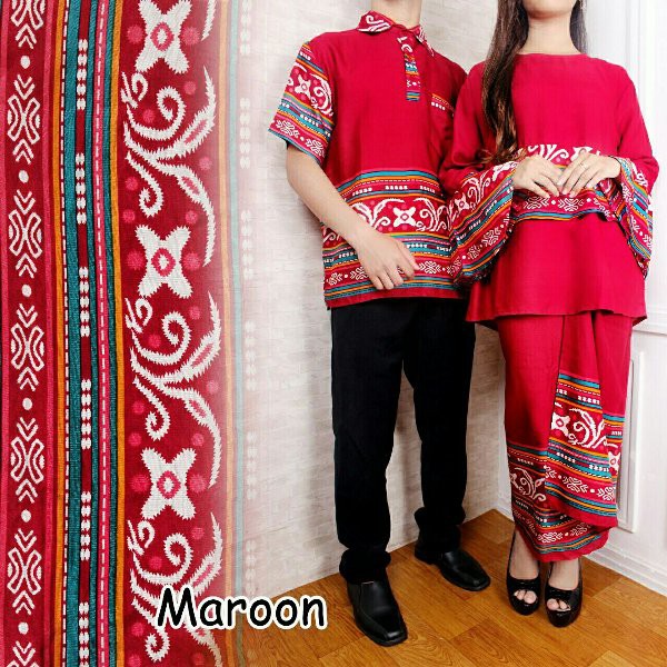 Baru ns AT cp yanti couple sepasang kebaya modern modis kemeja pria batik etnik songket tosca marun