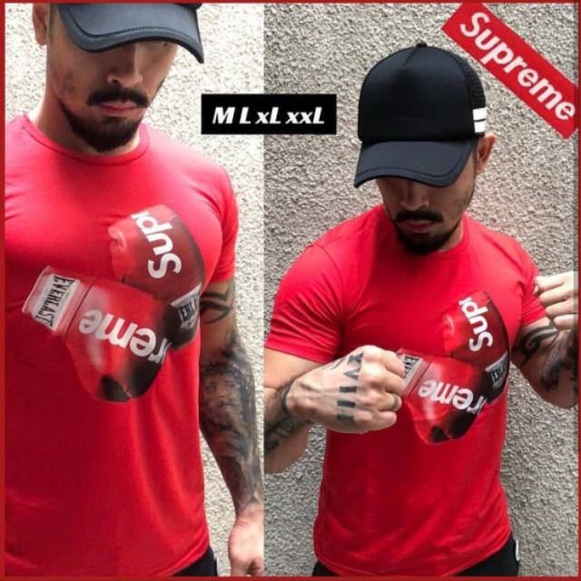 Kaos pria import supreme merah