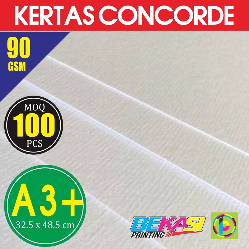 

Kertas Concorde 90 GSM Ukuran A3+ 32.5x48.5 cm isi 100 Lbr