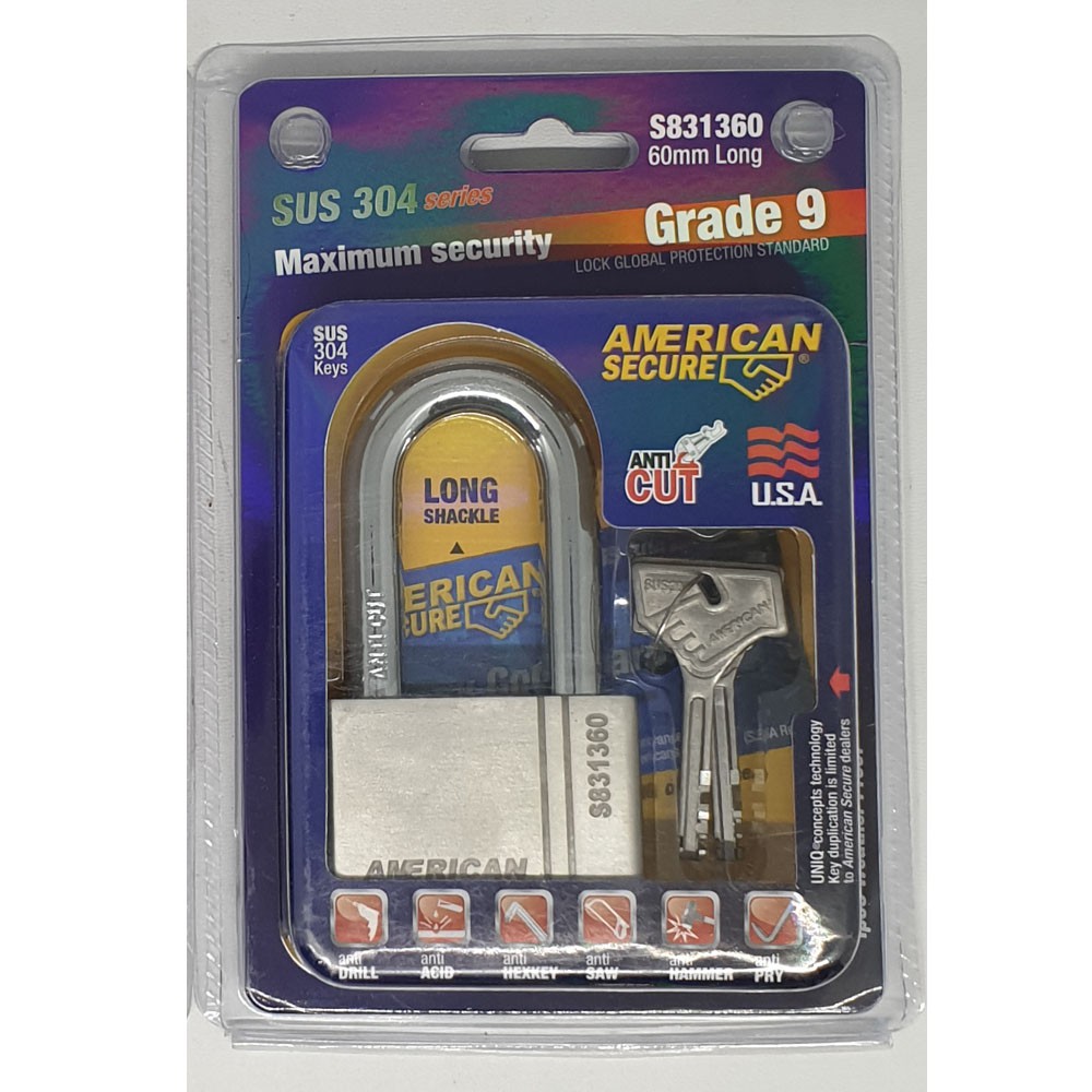 TERMURAH - GEMBOK 60 MM PANJANG AMERICAN SECURE ANTI MALING 60MM LONG