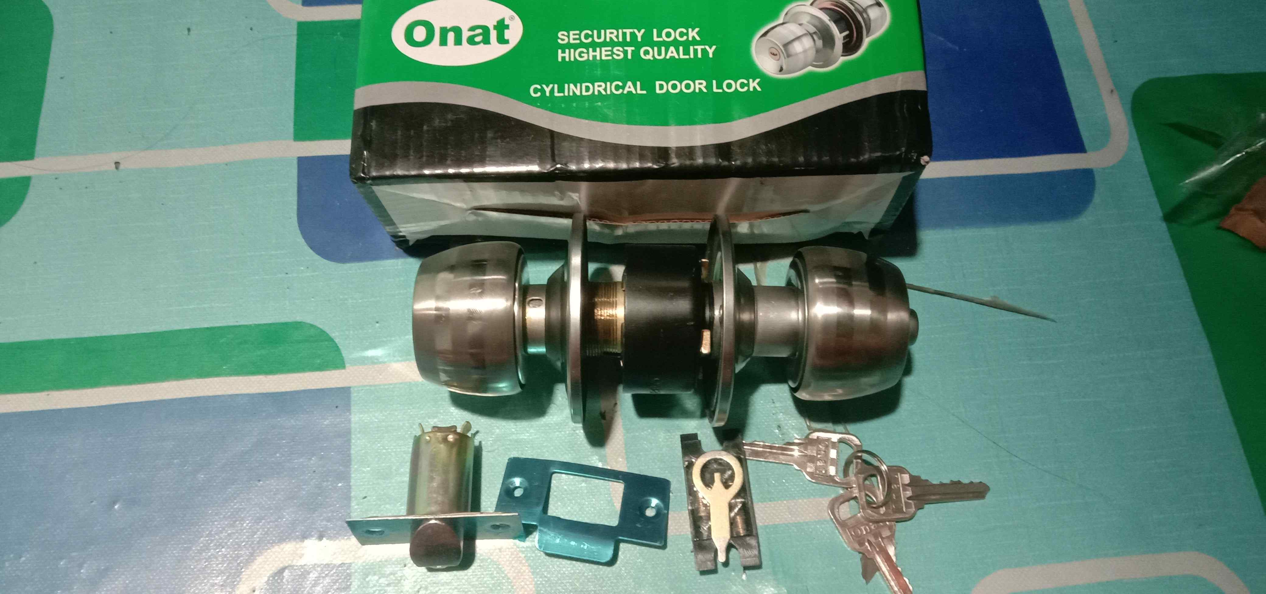 Kunci Pintu Kamar Mandi Bulat Onat / Tarikan Gagang Handle Putar Stainless