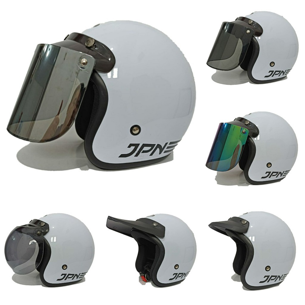 Helm bogo jpn arc putih kaca datar flat visor | Shopee ...