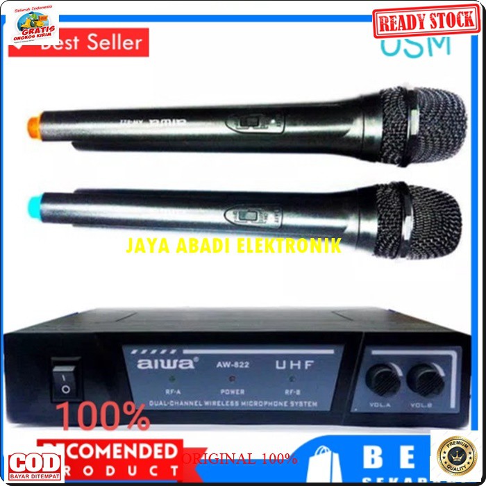 G37 Aiwa naiwa mic karaoke wireless system mik wireles mikrophone profesional pro suara audio sound vokal vocal panggung dj studio G37  Bisa DI SEGALA JENIS SOUND AUDIO SYSTEM  1RECEIVER +2 MIC PEGANG  jarak 20 - 30 meter  suara bagus, jernih dan empuk da