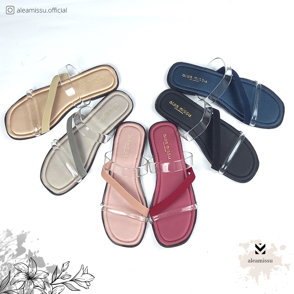 Super SALE !!! | Mariabelle sandals Tali Karet kombinasi Jelly transparan Flat Sandal by aleamissu