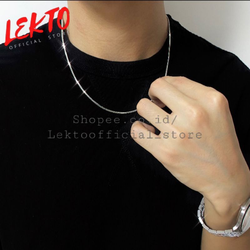 4s Grosir Solo || Kalung Titanium Silver Pria dan Wanita Anti Karat&amp;Luntur Pjg.+-65cm