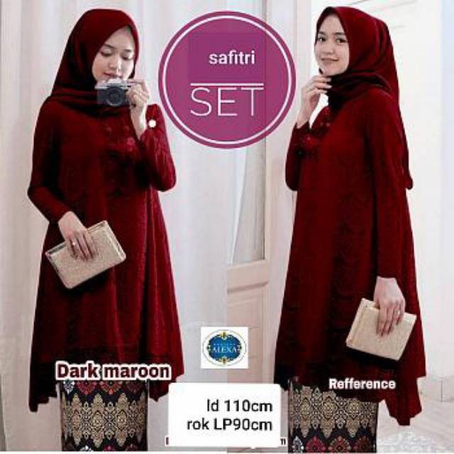 ST SAPITRI BATIK setelan wanita atasan tunik brukat dan rok batik modern terbaru