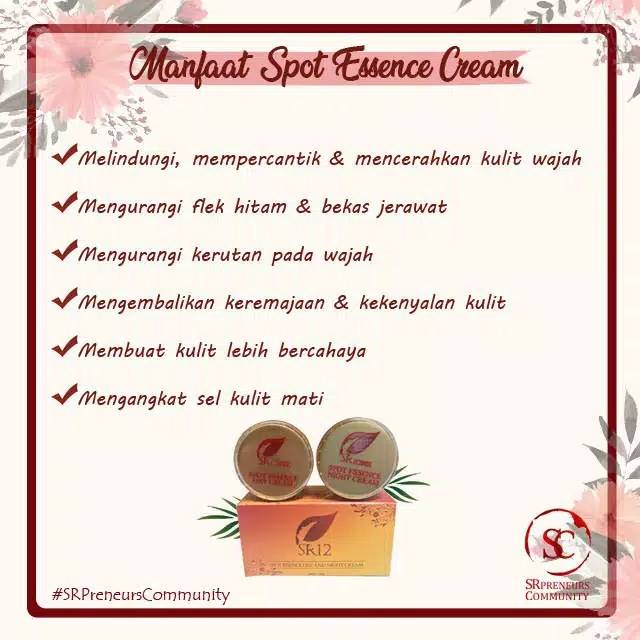 TUMPAS BEKAS JERAWAT , FLEK HITAM &amp; NODA WAJAH ..!! SPOT ESSENCE DAY &amp; NIGHT CREAM SR12 STANDAR BPOM