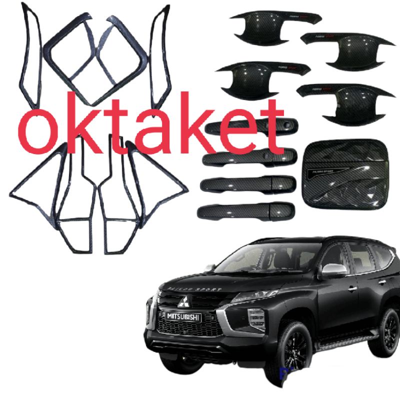 paket lengkap garnish depan belakang outer handle tank cover All new Pajero 2021 2022 full carbon