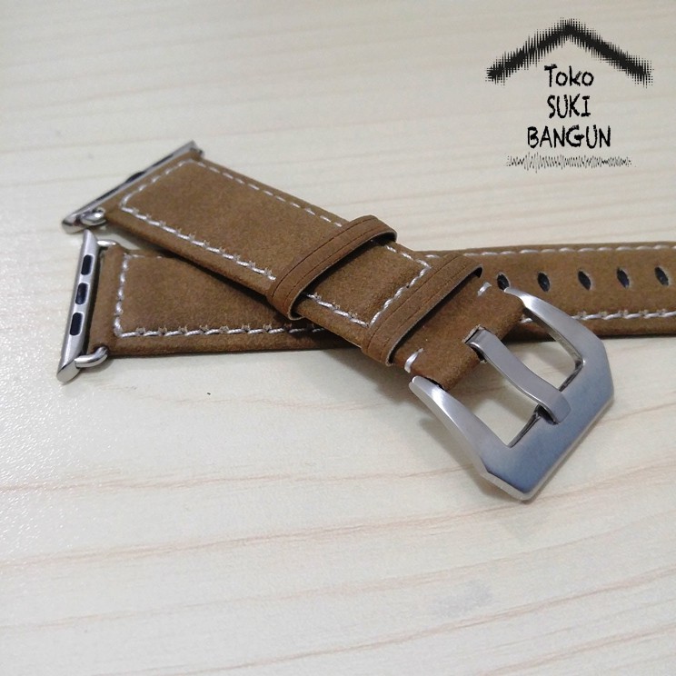 Strap Apple Watch Series 7 6 5 4 3 2 1 41mm 40mm 38mm TALI JAM Kulit Leather Suede Beludru Buckle