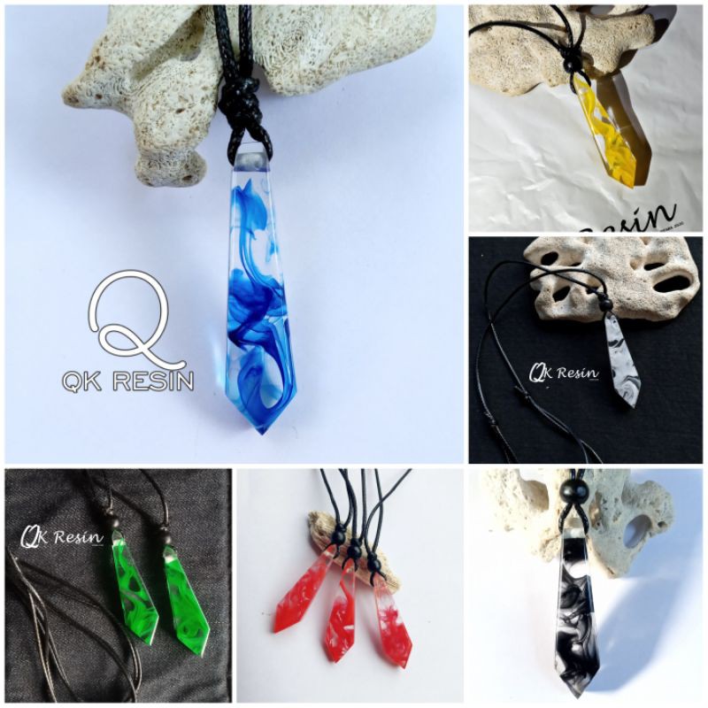 (code A ) KALUNG RESIN CORAK ABSTRAK / KEREN / UNIK / KALUNG COWOK CEWEK / KALUNG HAND MADE