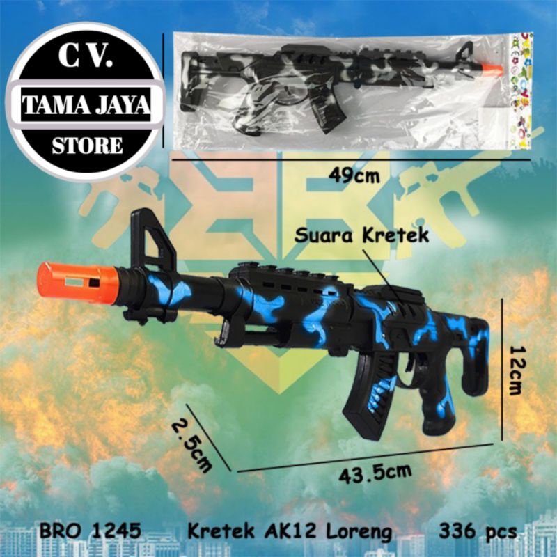 PROMO DISKON BESAR Mainan Anak Terbaru BRO124 Pistol Kretek AK47 Krotok Suara Bunyi Pistolan Tembak