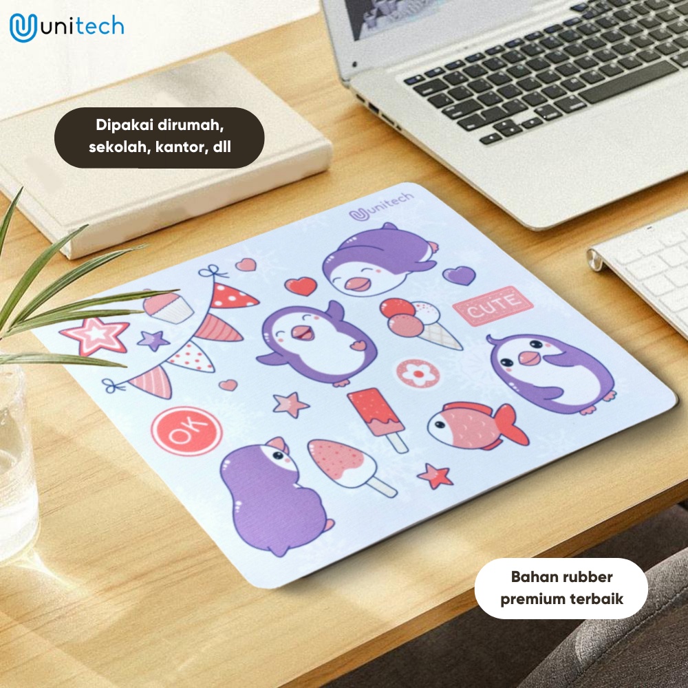 Mousepad Motif Cute Unitech Pattern Animal Series Anti Selip - Mousepad Lucu