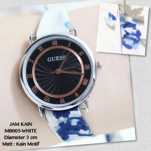 JAM TANGAN WANITA CEWEK MONOL GUESS TALI KAIN FEMINIM MURAH NEW
