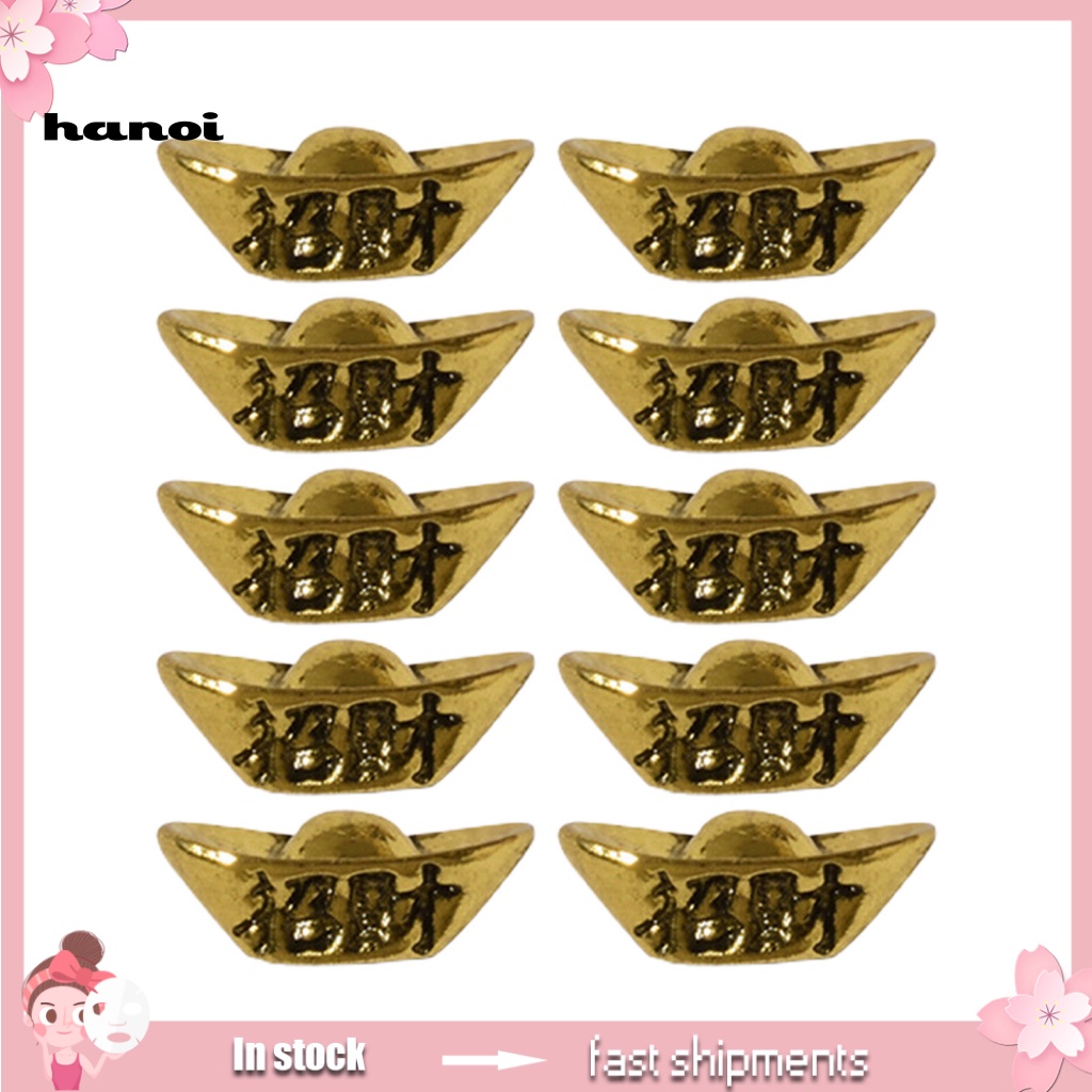 Han_ 10Pcs / Set Ornamen Koin Ingot Untuk Dekorasi Nail Art