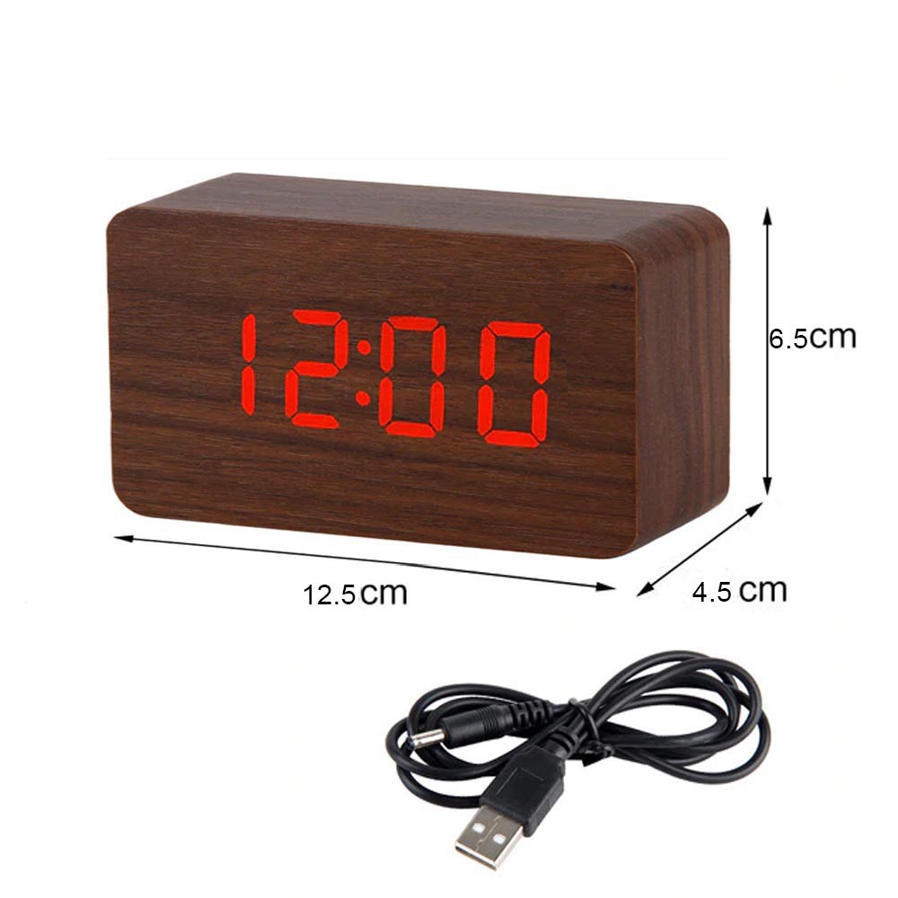 Jam Kayu Lampu Led Elegant Random / Wooden Clock Sedang / Medium