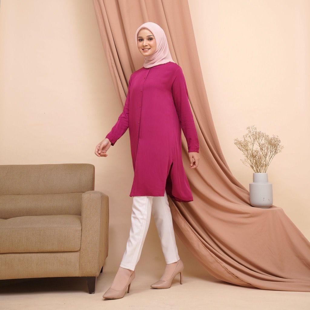 Tq88indonesia Fashion Busana Muslim Wanita Terbaru / Candy Rayon Cutie Tunik Kekinian /  Tunik Polos Busui / Ootd / Outfit Kekinian