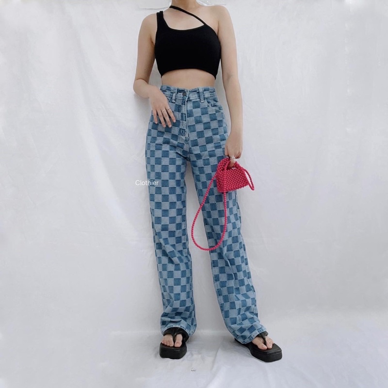 CLOTHIER - Kira Jeans | Unisex Plaid Checkered Jeans